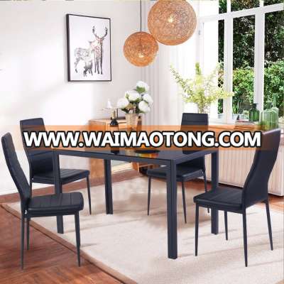 Wholesale modern luxury cheap tempered glass top dining table chair set