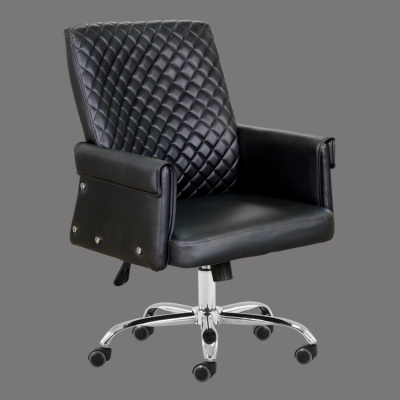 Mid back black faux leather office chair