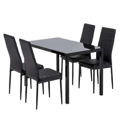 Modern cheap tempered glass dining table chair set