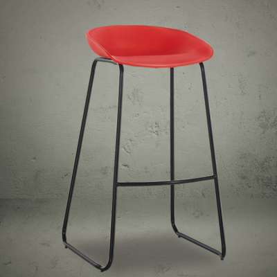 modern plastic bar stool red metal base